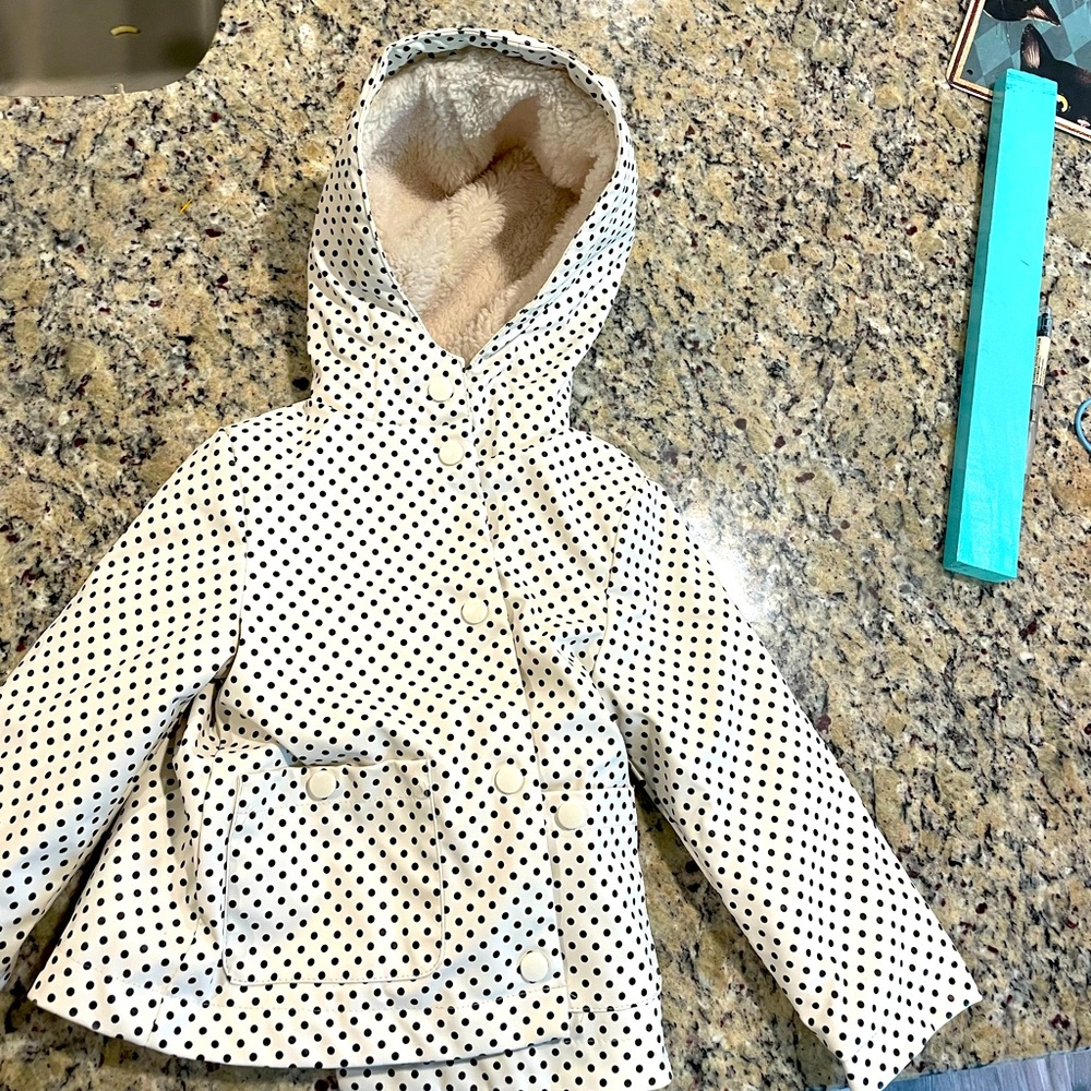 Polka Rain Coat W/ Sherpa lining 2t